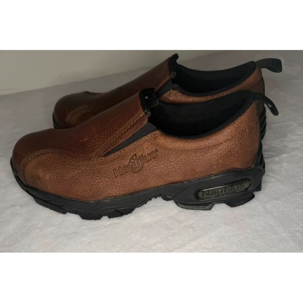 Nautilus N1620 Men’s Brown Leather Slip-On Work Shoes Size 9M